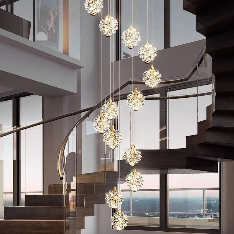 Loft-style high-ceiling living room chandelier