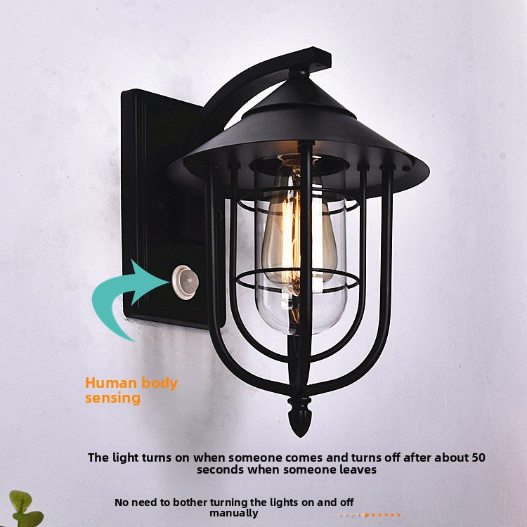 Nordic Outdoor Human Sensor Wall Light Waterproof Retro LED Lamp
