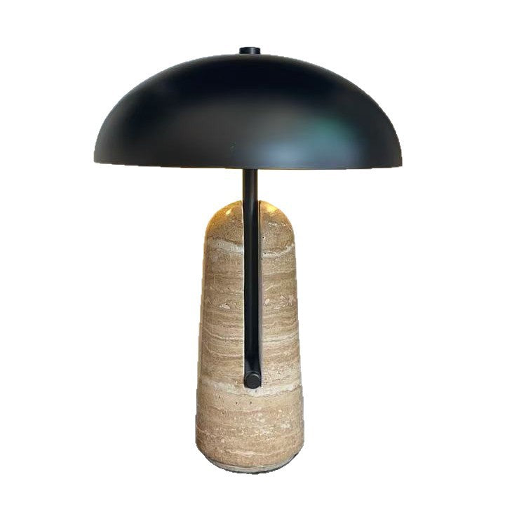 Wabi-Sabi Travertine Table Lamp | Natural Stone Night Light | Bedroom Ambient
