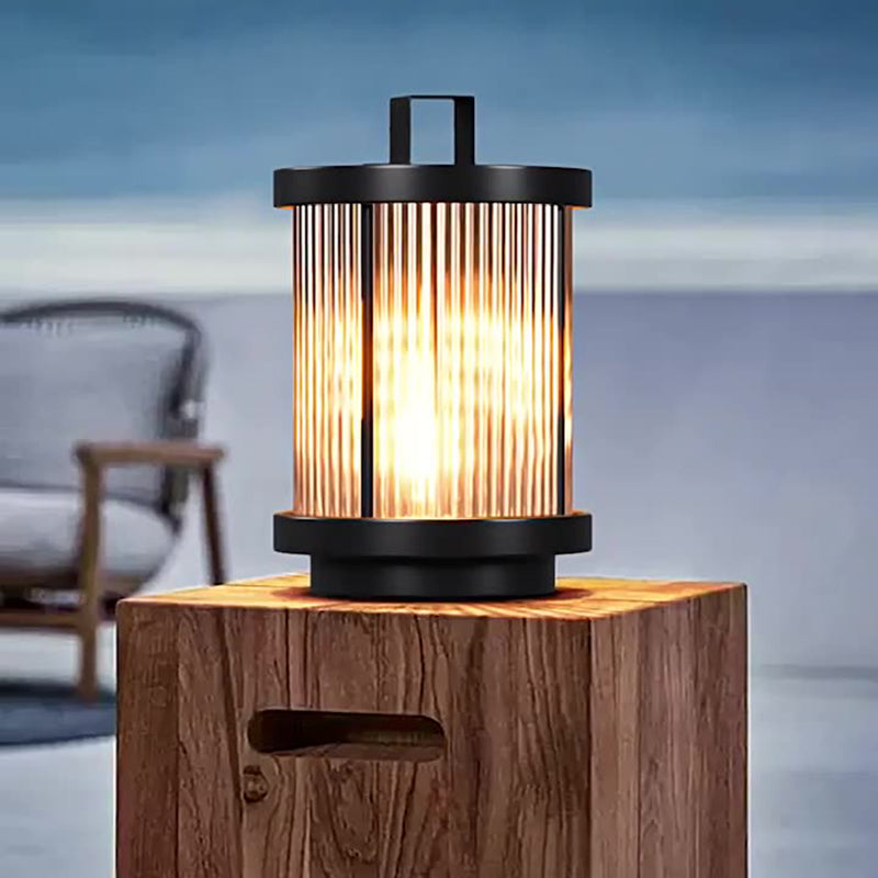 Modern Minimalist Solar Waterproof Cylinder Aluminum Iron Glass 1-Light Outdoor Landscape For Outdoor Patio
