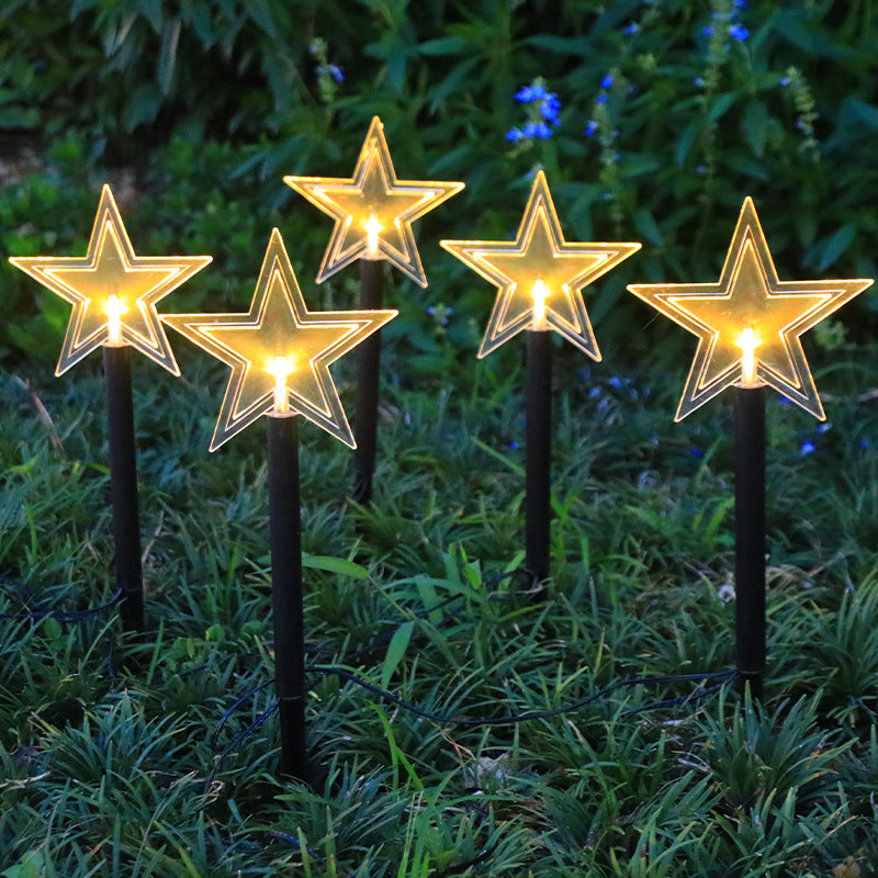 Modern Art Deco Solar Battery Waterproof PET Plastic Star Snow Christmas Tree Decoration LED Outdoor Light Landscape Lighting For Garden