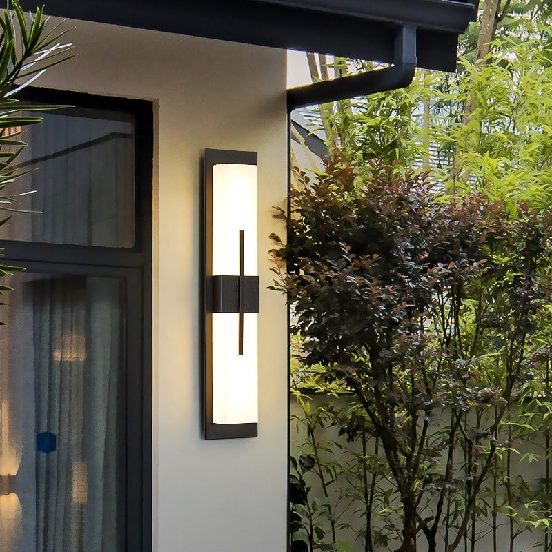 Outdoor Minimalist Rectangular Stainless Steel Acrylic LED Waterproof Wall Sconce Lamp