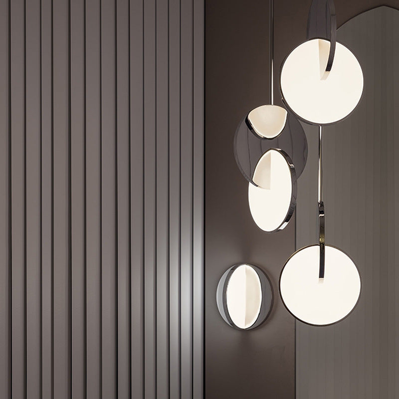 Stainless Steel Pendant Lamp | Acrylic Warm Light Hanging Fixture | Dining Room Living Room