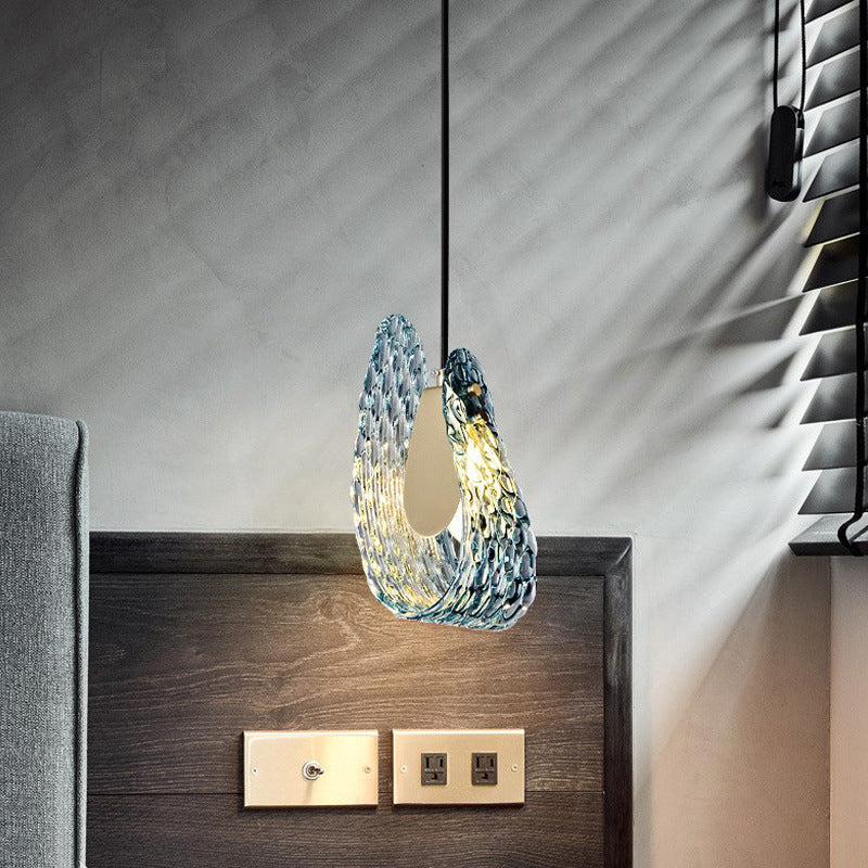 Modern Glass Pendant Light with Copper Finish