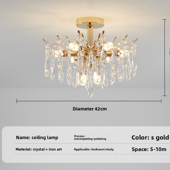 Crystal LED Ceiling Chandelier | Luxury Dimmable Flush Mount | Living Room Bedroom