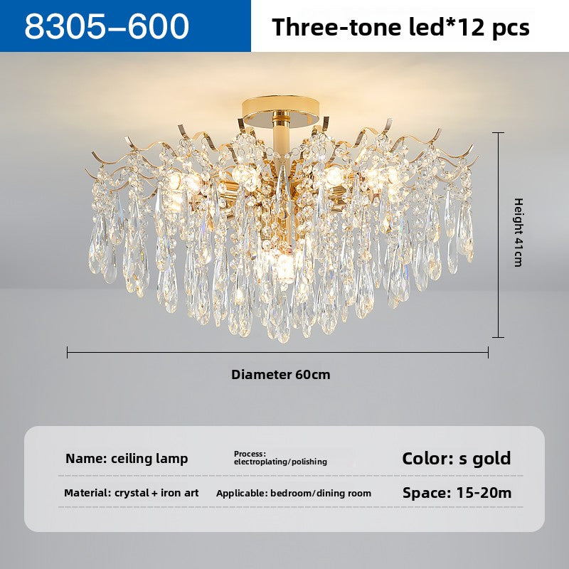 Crystal LED Ceiling Chandelier | Luxury Dimmable Flush Mount | Living Room Bedroom
