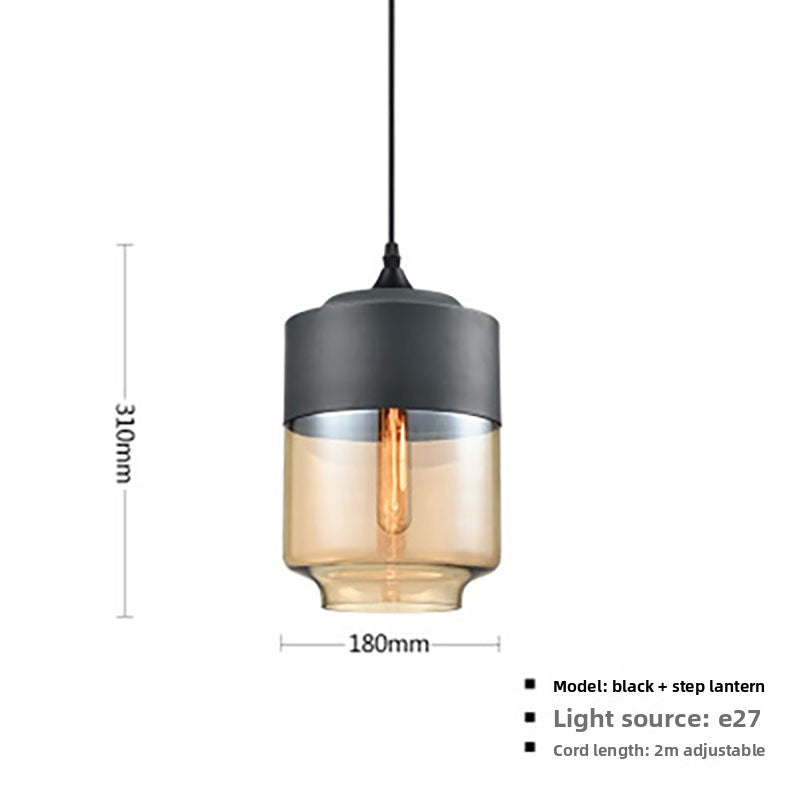 Glass Ball Chandelier | Amber Wood Grain Pendant Light | Dining Room Bar Retro Décor
