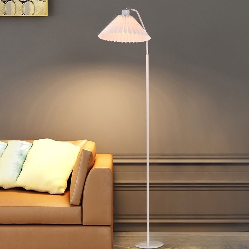 Vintage Pleated Floor Lamp | Nordic Standing Light | Living Room Bedroom Reading Corner
