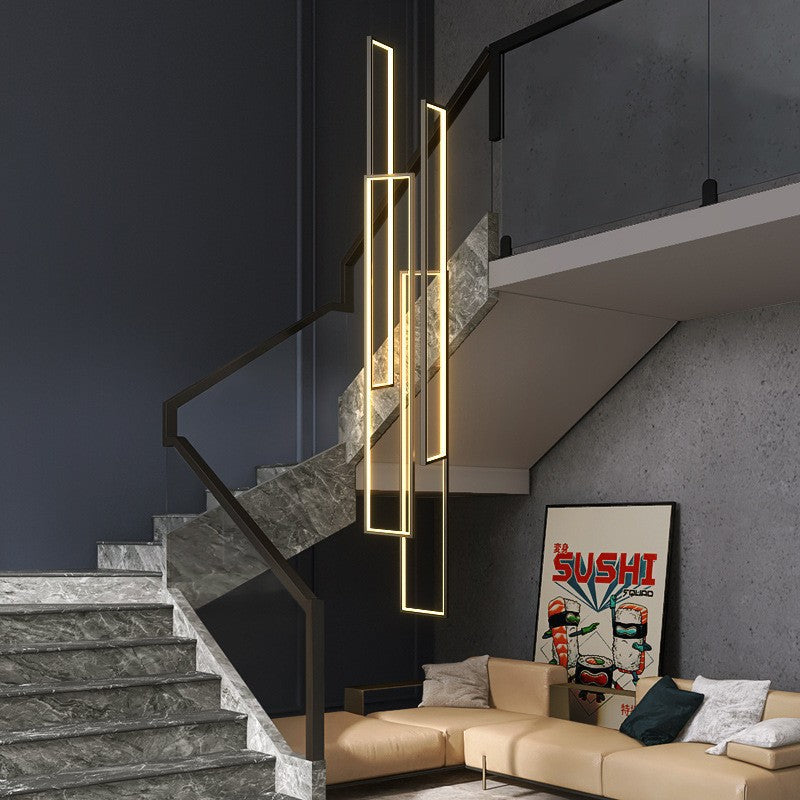 Modern Rectangular LED Chandelier | Dual-Purpose Pendant & Ceiling Flush Mount | Dining Room