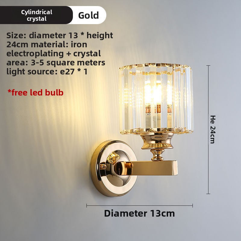 Bedroom bedside lamp eye-care crystal wall light