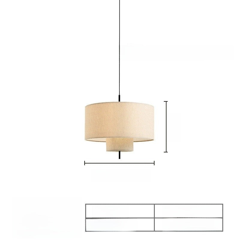 French Antique Chandelier with Fabric Lampshades | Vintage Japanese Cream Style Pendant Light