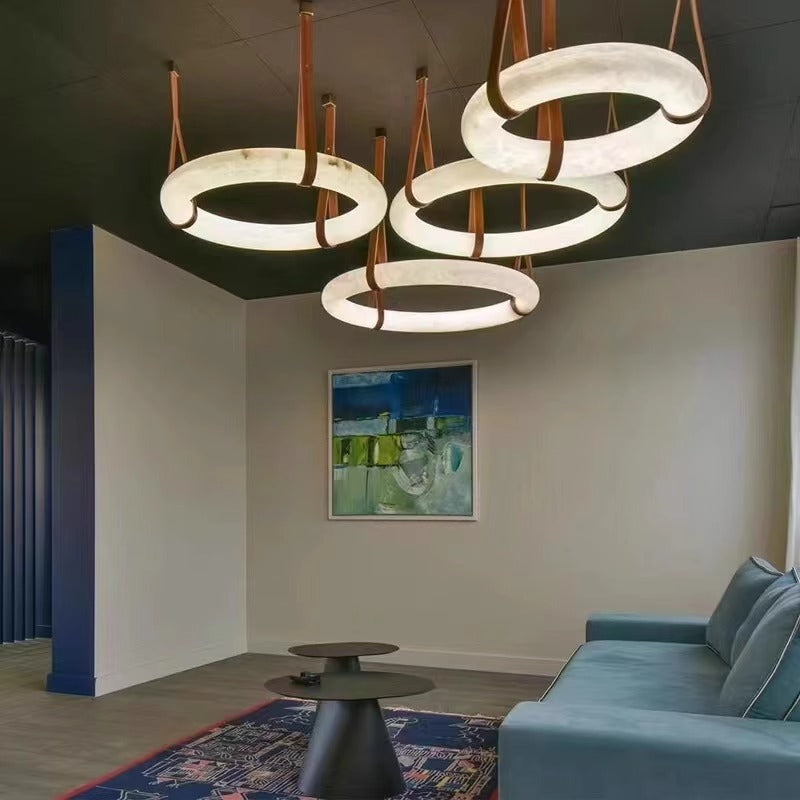 Modern Marble Effect LED Chandelier with Remote Control