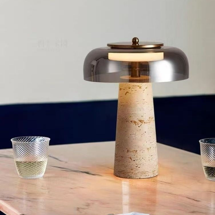Travertine Stone Table Lamp | Nordic Minimalist Adjustable Lighting | Bedroom