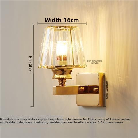 Bedroom bedside lamp eye-care crystal wall light