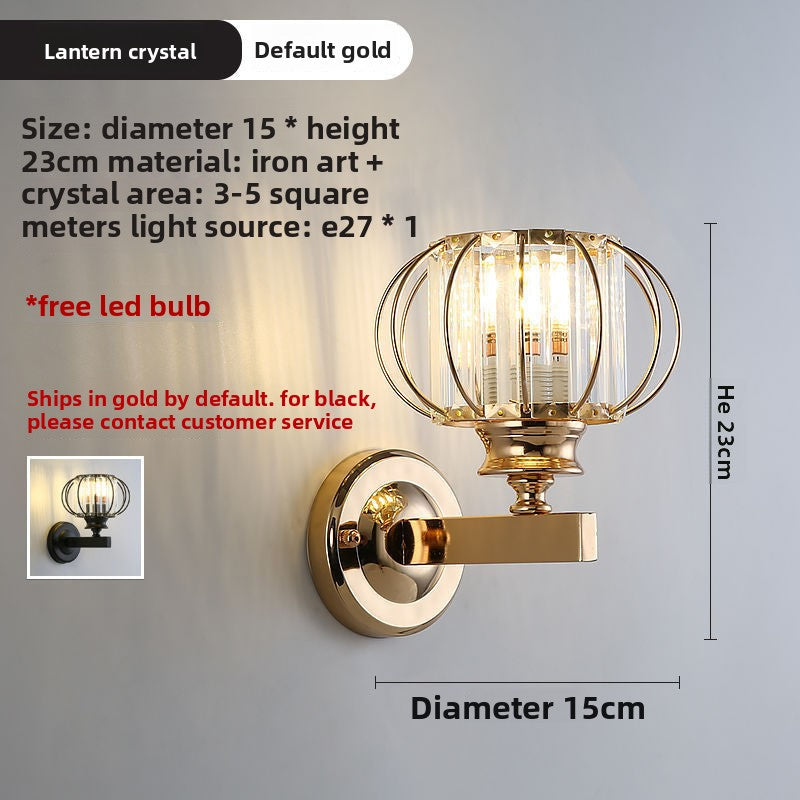 Bedroom bedside lamp eye-care crystal wall light
