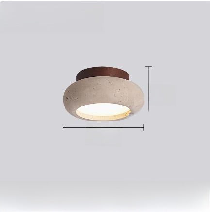 Natural Stone LED Ceiling Lamp | Travertine Texture Flush Mount | Modern Bedroom Living Room