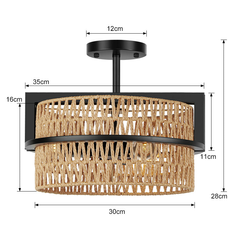 Ironwork Rope Woven Ceiling Lamp | Rustic Industrial Pendant Light | Living Room Bar