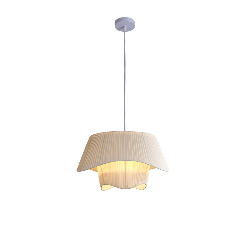 French Cream Fabric Pendant Lamp | Elegant Chandelier for Dining & Living Room | Soft Textile Shade