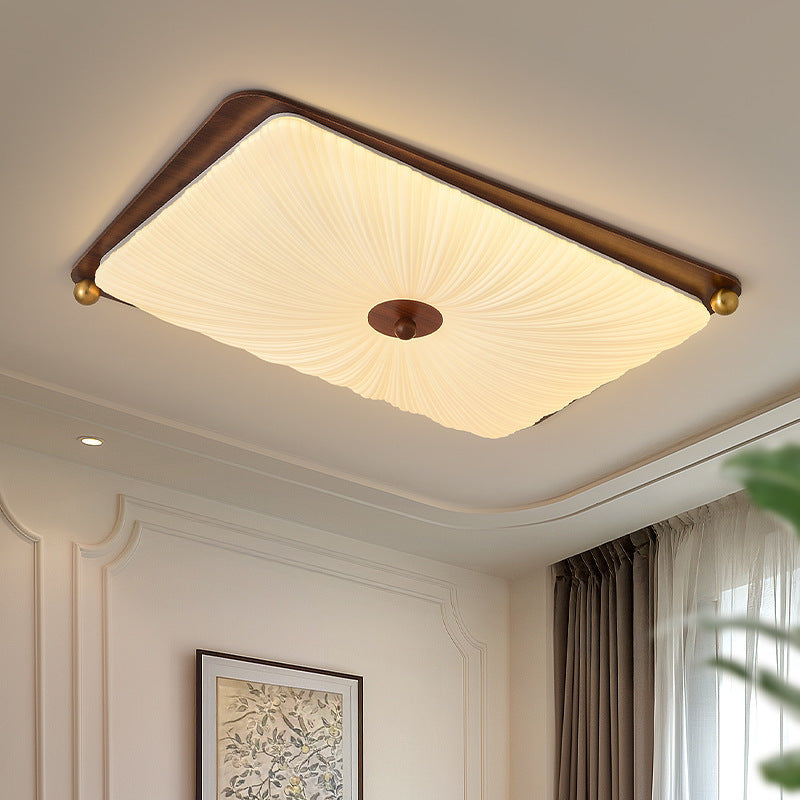 Medieval Style Solid Wood Ceiling Lamp | Rustic Vintage Flush Mount | Bedroom Living Room