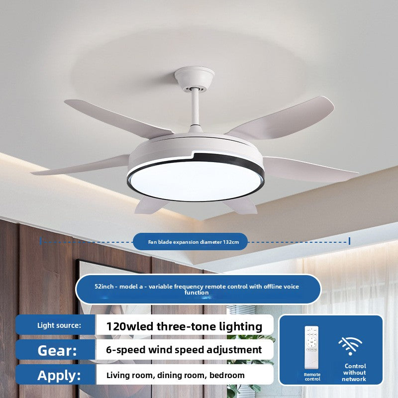 Smart Ceiling Fan Light with Voice & Remote Control | Integrated LED | Modern Living Room Bedroom