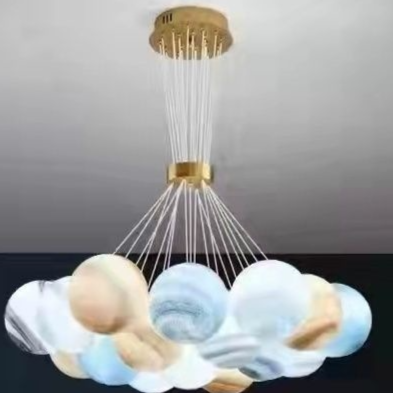 Modern Planet Chandelier LED Light | Celestial Sphere Pendant | Smart Home Compatible | Dining Room