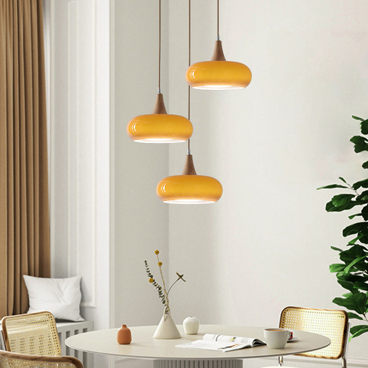 Scandinavian Wood Pendant Ceiling Light | Nordic Hanging Lamp | Dining Room Kitchen