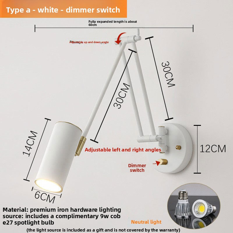 Foldable Retro Long Boom Floor Lamp | 360° Adjustable Arm | Telescopic Reading & Desk Lamp