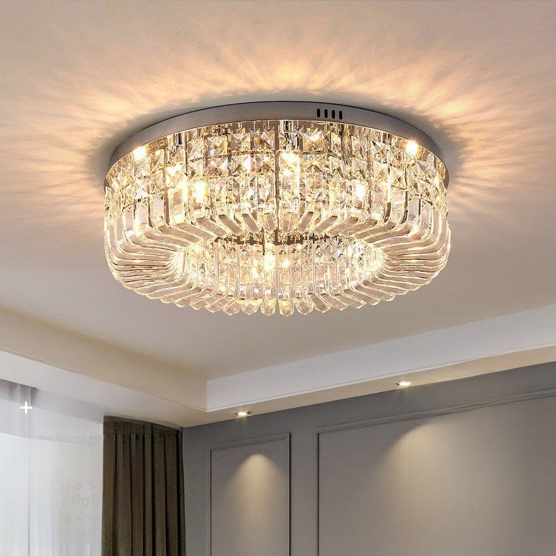 Italian Crystal Ceiling Light | Modern Flush Mount Chandelier | Living Room Bedroom
