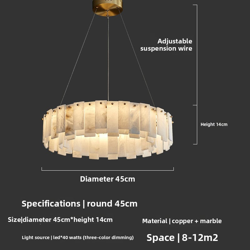 Modern Copper Marble Chandelier with LED Lighting