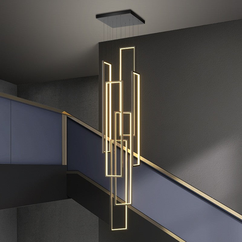 Modern Rectangular LED Chandelier | Dual-Purpose Pendant & Ceiling Flush Mount | Dining Room