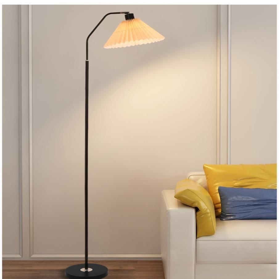 Vintage Pleated Floor Lamp | Nordic Standing Light | Living Room Bedroom Reading Corner