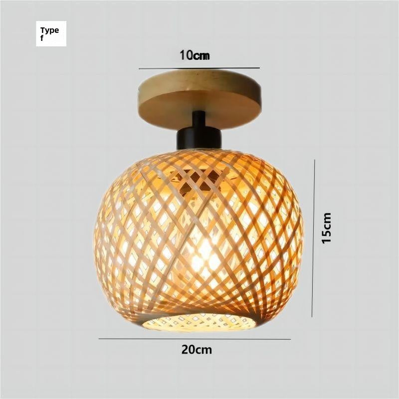 Bamboo Woven Wall Lamp Plug-In | Japanese Retro Sconce for Bedroom & Teahouse | Natural Wood