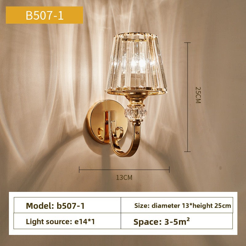 Bedroom bedside lamp eye-care crystal wall light
