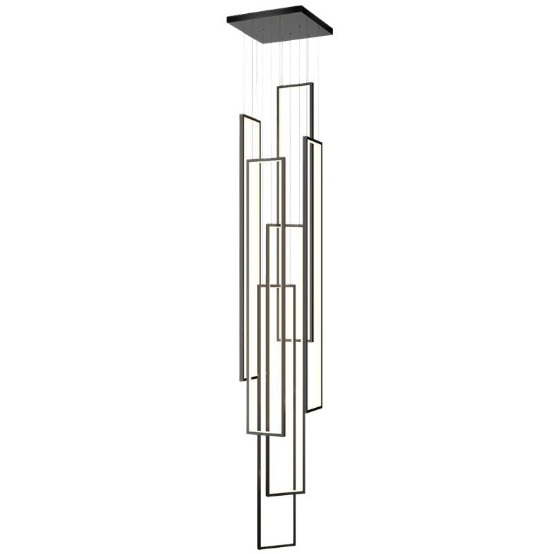 Modern Rectangular LED Chandelier | Dual-Purpose Pendant & Ceiling Flush Mount | Dining Room