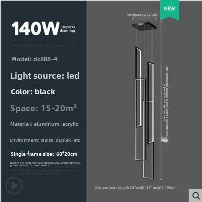 Modern Rectangular LED Chandelier | Dual-Purpose Pendant & Ceiling Flush Mount | Dining Room