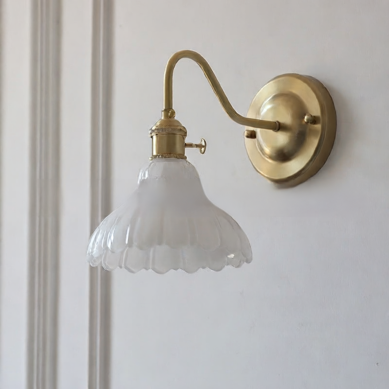 Brass Green Glass Wall Lamp | Art Deco Retro Sconce | Bedroom Cafe Bar Home Décor