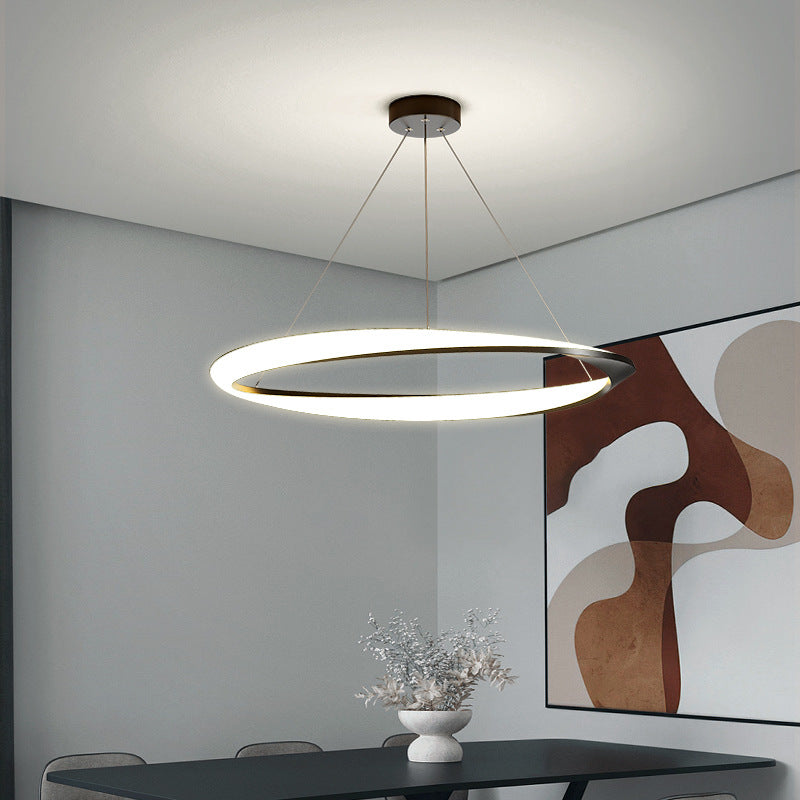Geometric Circular LED Chandelier | Modern Ring Pendant Light | Living Room Dining Room