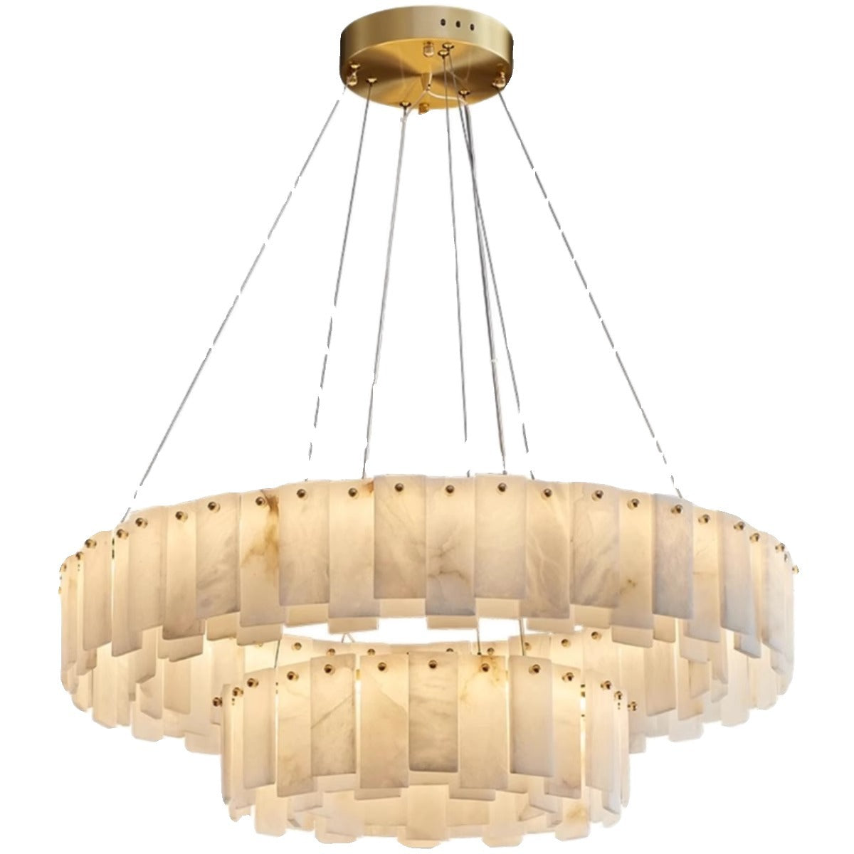 Modern Copper Marble Chandelier with LED Lighting