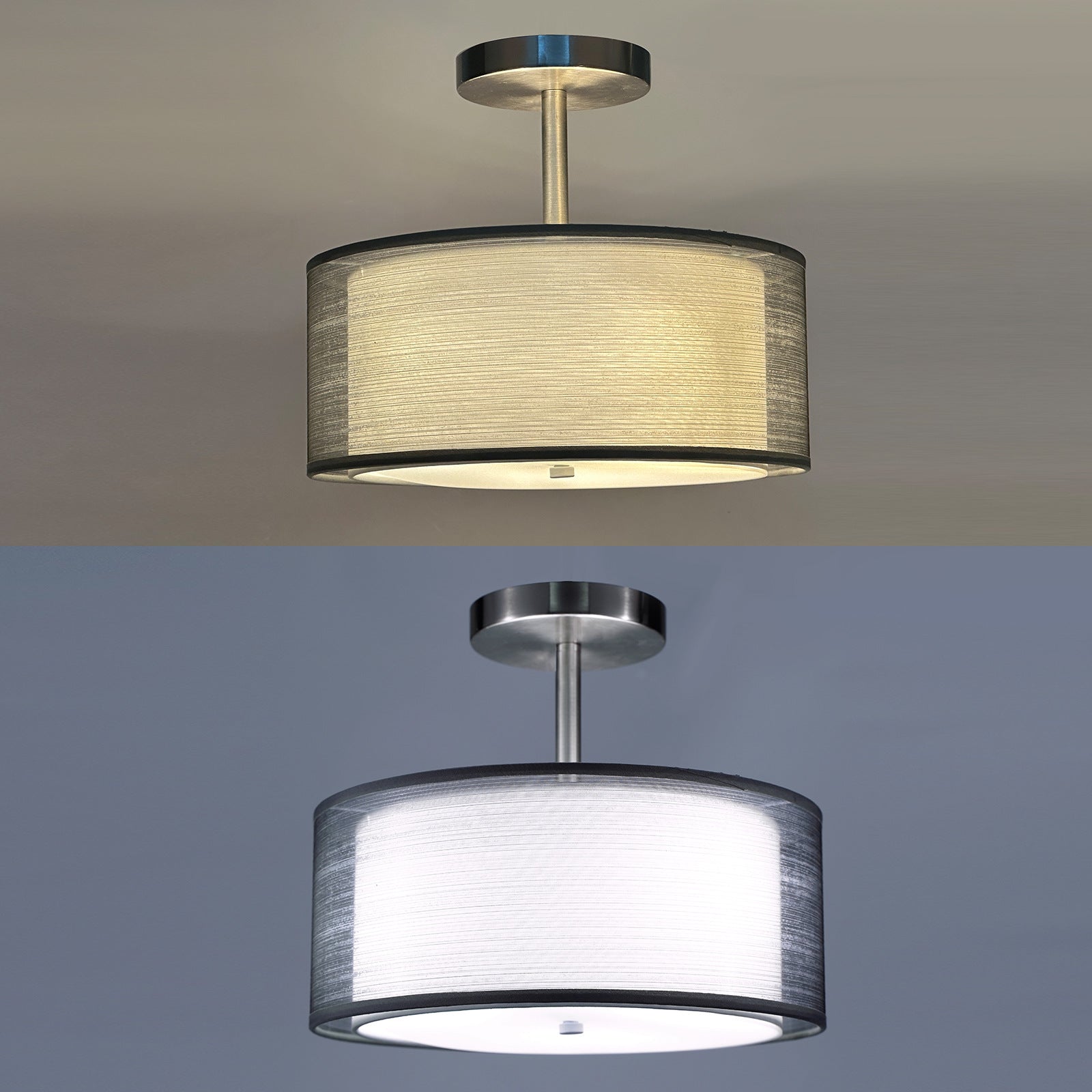 Modern Full Spectrum LED Ceiling Lamp | Double Yarn Cloth Shade | Eye-Care Bedroom Living Room