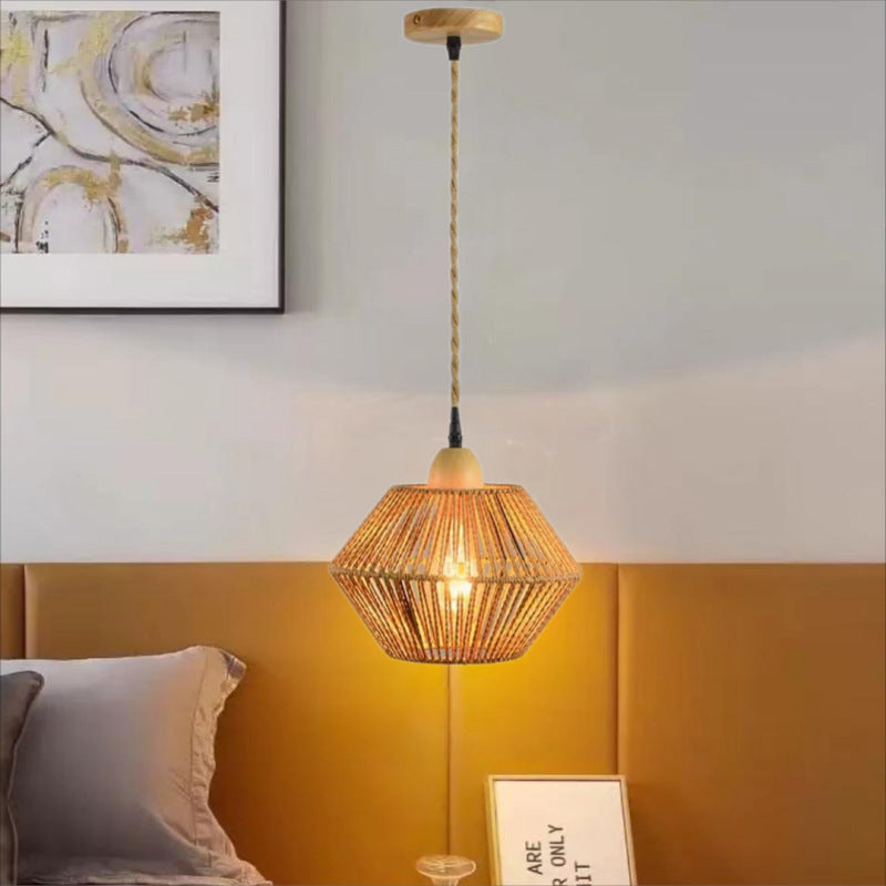 Bamboo Woven Wall Lamp Plug-In | Japanese Retro Sconce for Bedroom & Teahouse | Natural Wood