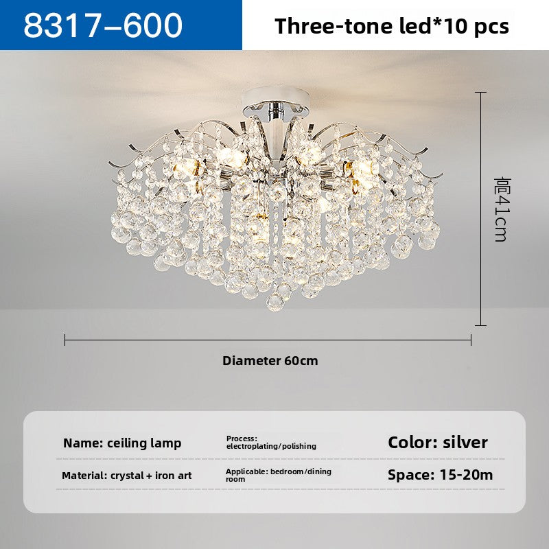 Crystal LED Ceiling Chandelier | Luxury Dimmable Flush Mount | Living Room Bedroom