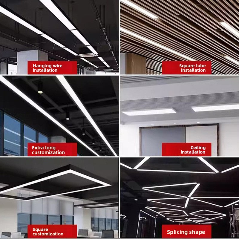 Square Tube LED Pendant Light | Modern Office Chandelier | Workspace Dining Room