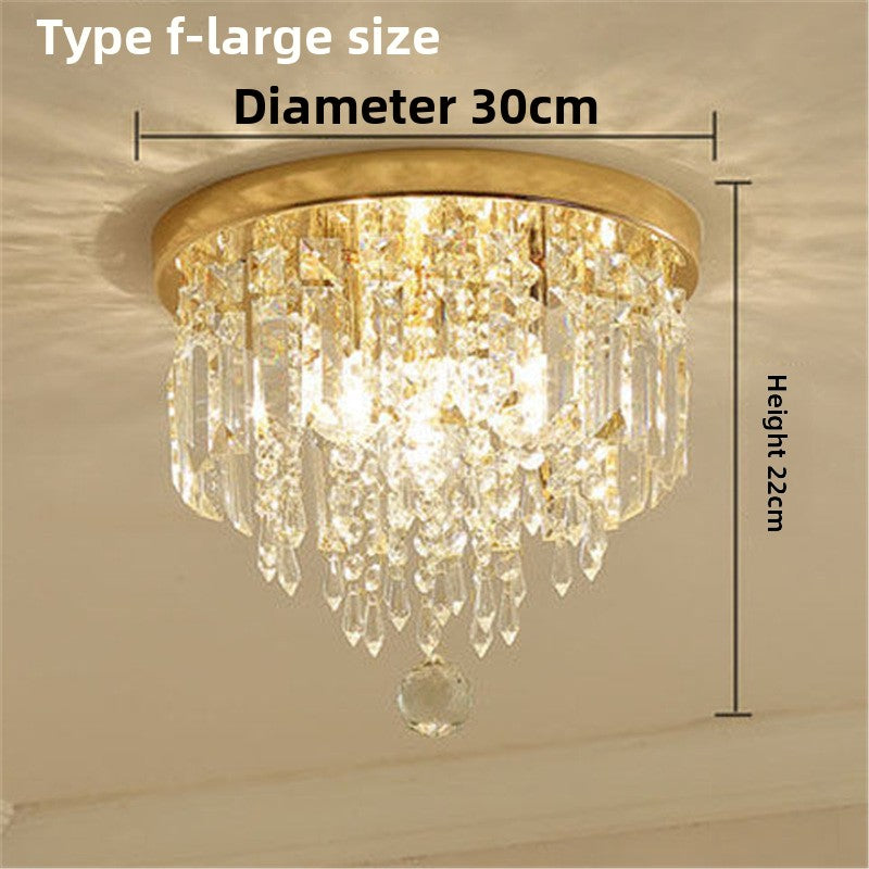 European Crystal Ceiling Lamp | Tri-Color Dimmable LED Chandelier | Living Room Bedroom Luxury Lighting