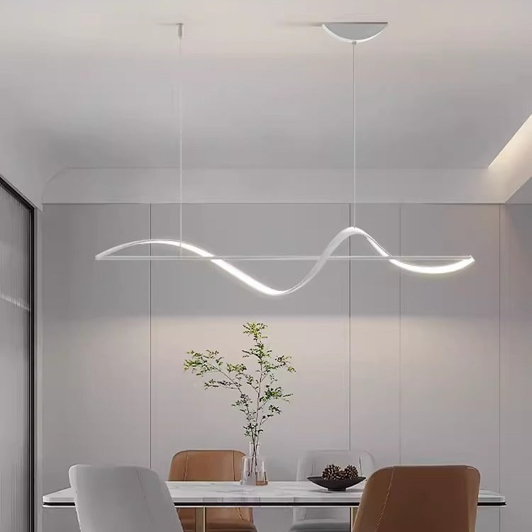 Adjustable Height Modern LED Chandelier | Dining Room Pendant Fixture | Multiple Heads