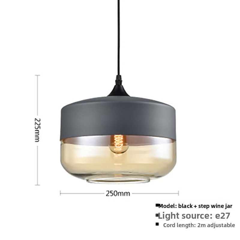 Glass Ball Chandelier | Amber Wood Grain Pendant Light | Dining Room Bar Retro Décor