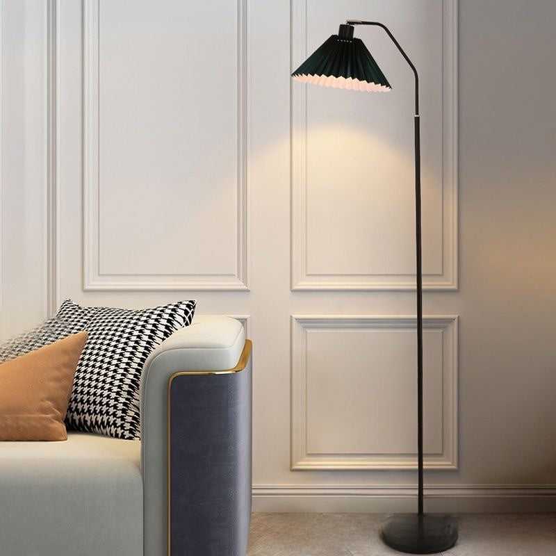 Vintage Pleated Floor Lamp | Nordic Standing Light | Living Room Bedroom Reading Corner