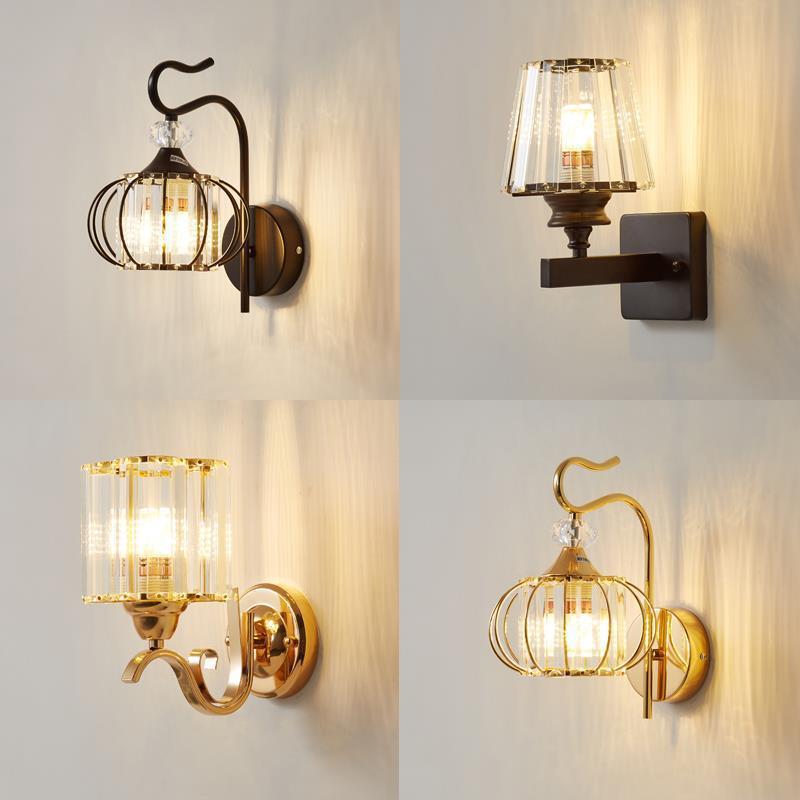 Bedroom bedside lamp eye-care crystal wall light