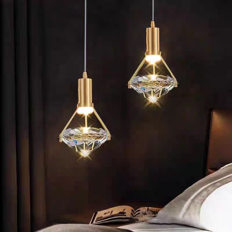 Diamond Crystal LED Chandelier | Modern Minimalist Luxury Ceiling Light | Living Room Bedroom