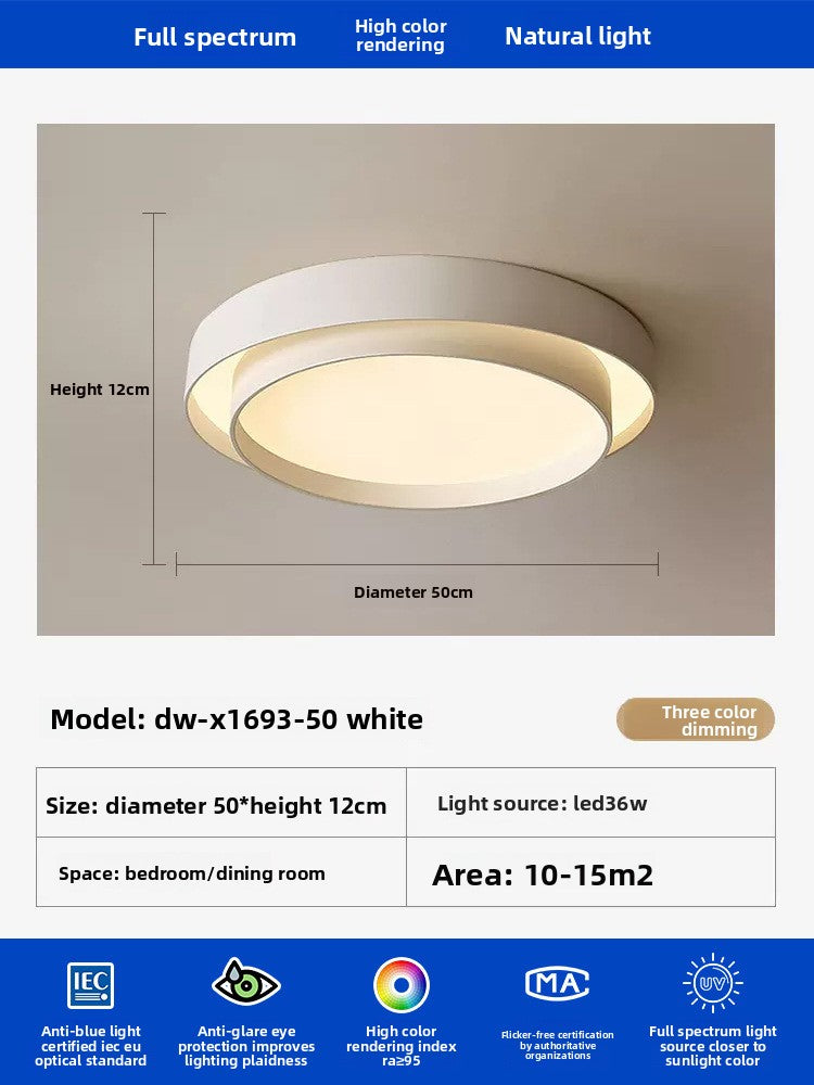 Walnut LED Ceiling Lamp | Full Spectrum Dimmable Flush Mount | Bedroom Living Room