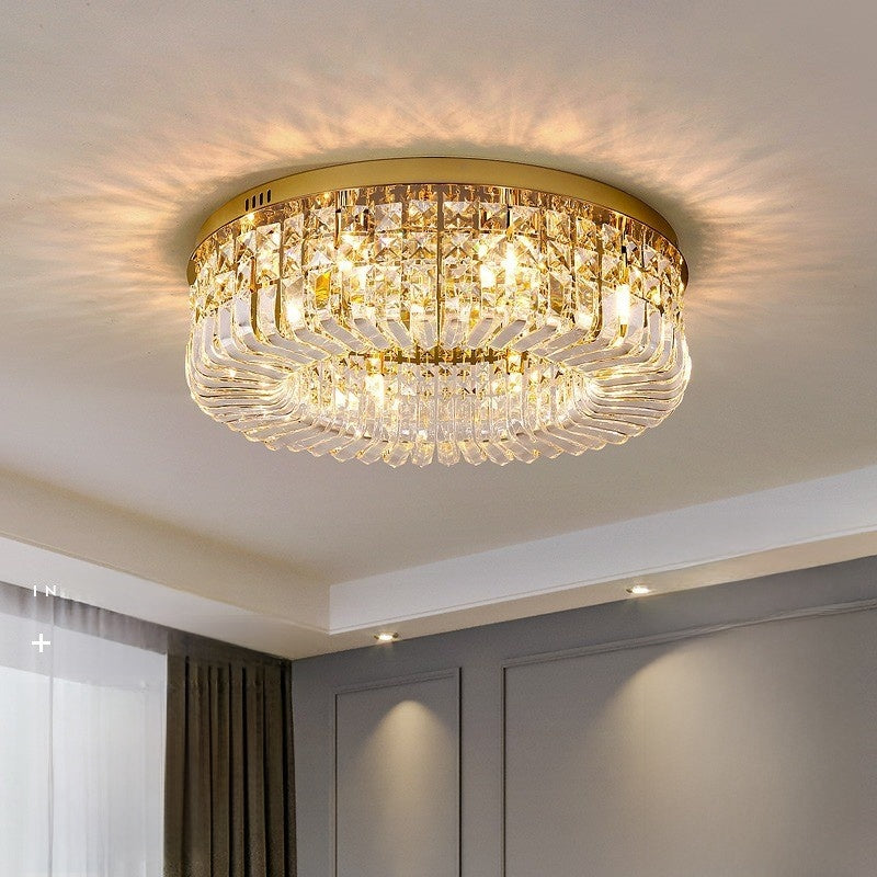 Italian Crystal Ceiling Light | Modern Flush Mount Chandelier | Living Room Bedroom